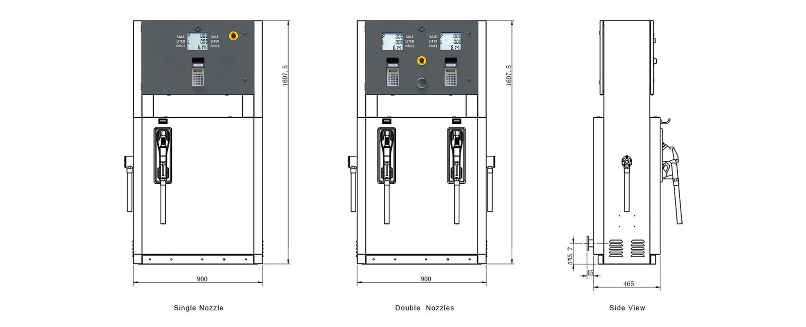 fuel dispenser size